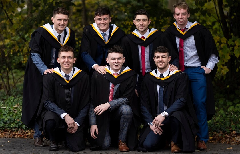 7 male arts graduates at 2018 Mary Immaculate College graduation