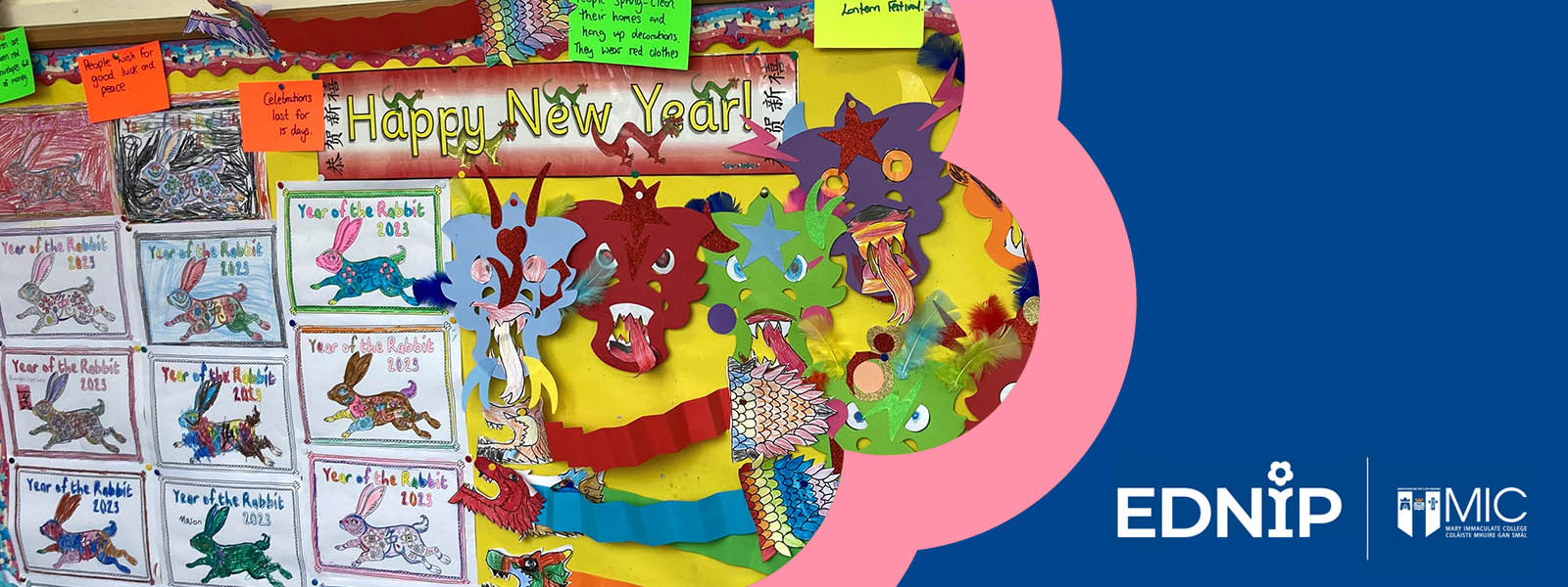 Banner image with picture of Chinese new year display in a school setting overlayed with EDNIP branding
