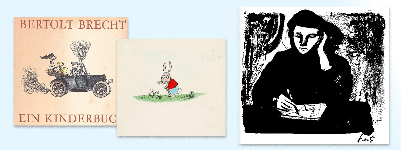 Elizabeth Shaw lithograph and two of her illustrations