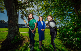 Pictured at the launch were Professor Niamh Hourigan, Vice-President Academic Affairs, MIC with MIC students Róisín Upton, international hockey player and Hayleigh Kiely, Irish kickboxing champion 2019 and world kickboxing champion 2018. 