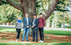 Pictured L-R: Ciara Horan, MISU Thurles Officer, Dr Niall Muldoon, the Ombudsman for Children, Dr Finn Ó Murchú, Head of School of Education (Post-Primary) at MIC Thurles, and Evan Gorrell, MISU representative.