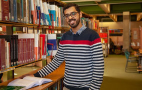 An MA in Applied Linguistics student in the library at MIC Limerick