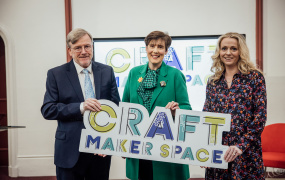 Minister Norma Foley pictured with Professor Eugene Wall (President of MIC) and Dr Maeve Liston (Director of Enterprise & Community Engagement)