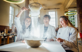 Photo: Minister for Education Norma Foley with students Katie Morley (left) and Áine O'Neill.