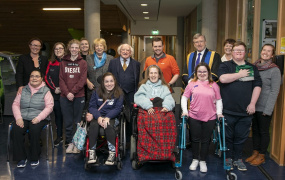 Certificate in General Learning and Personal Development (CGLPD) students, staff and community partners with President of Ireland, Michael D Higgins, Sabina Higgins and President of MIC, Professor Eugene Wall in 2022.