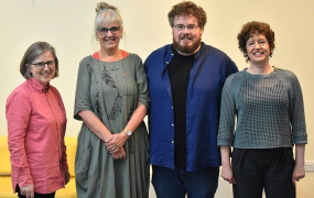 Louise Donlon, Director of the Lime Tree Theatre; Dr Gill Brigg, expert in Sensory Theatre; Liam McCarthy, MIC’s Theatre Artist in Residence, and curator of the annual Bualadh Bos Children’s Festival, and Dr Dorothy Morrissey, Lecturer in Drama Education at MIC ahead of the Sensory Theatre Workshop for Educators & Artists at MIC