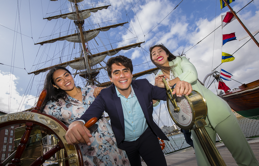 International students from MIC aboard the Mexico Naval Ship, Cuauhtémoc, in Dublin