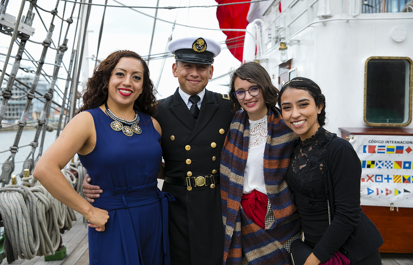 International students from MIC aboard the Mexico Naval Ship, Cuauhtémoc, in Dublin