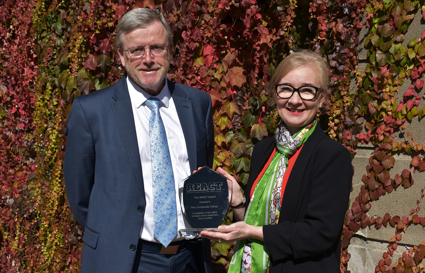 President of MIC, Professor Eugene Wall, pictured with Dr Geraldine Brosnan, Director of Student Life at MIC