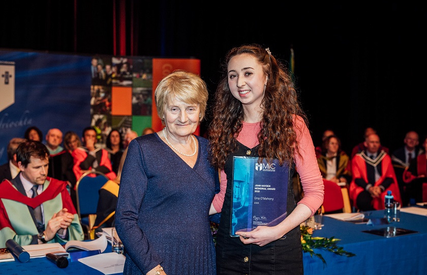 B Ed student, Úna O'Mahoney, received the John Hayden Memorial Award in honour of her volunteerism