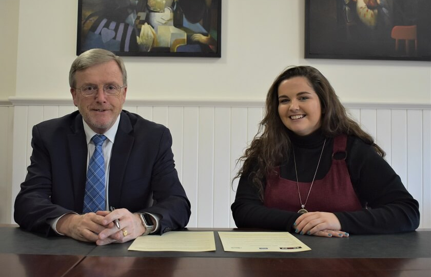 President of MIC, Prof. Eugene Wall & President of MISU, Aisling Cusack signing 20x20 Charter for Third Level