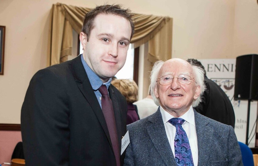 Clare PR consultant Mark Dunphy with President Michael D. Higgins