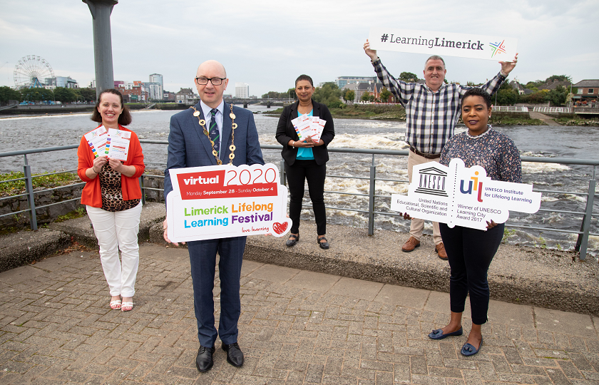 Mayor of Limerick City & County, Cllr Michael Collins, pictured with Santhi Corcoran (middle) at the launch of the festival