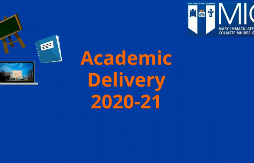 Opener to video with the words 'Academic Delivery 2020-21'