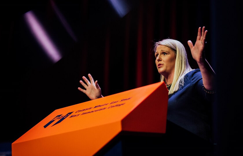 RTÉ broadcaster & MIC Alumna, Jacqui Hurley speaking at the MIC College Awards ceremony in 2018