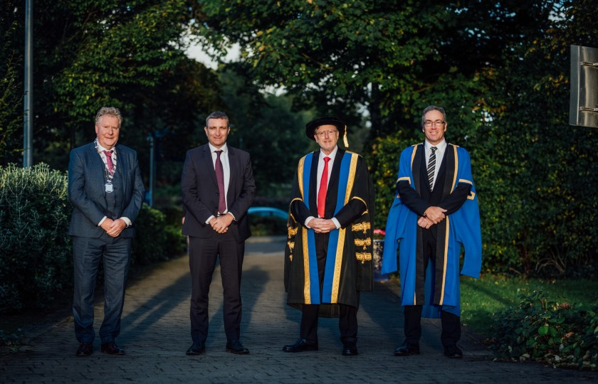 Cllr Tom Ruddle, Minister Niall Collins, Professor Eugene Wall, Michael Keane