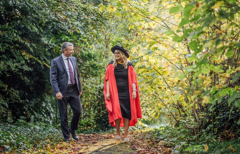 Minister Niall Collins and Dr Margaret Murphy