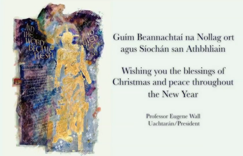 Text with Christmas greetings from Professor Eugene Wall