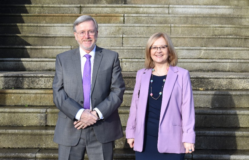 Professor Eugene Wall with Ambassador of Poland to Ireland, Ms Anna Sochańska