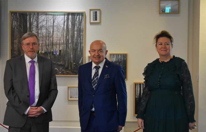 Professor Eugene Wall, Ambassador of Slovenia to Ireland, Mr Stanislav Vidovič and curator Delphine Munro