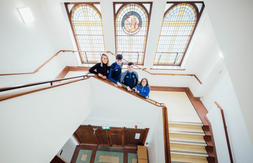 Students standing on staircase at MIC Thurles