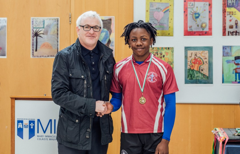 CBS' captain and Player of the Match, Mduduzi Ncube, with Professor Gary O'Brien