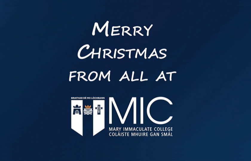 Graphic with MIC logo and text saying Merry Christmas from all at MIC.
