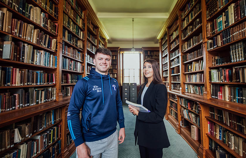 Male and female students in the MIC Thurles library