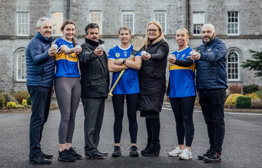 MIC Thurles GAA coach, Charlie McGeever; MIC student and Tipperary Senior Camogie player, Caoimhe McCarthy; Head of School at MIC Thurles, Dr Finn Ó Murchú; Tipperary Senior Camogie joint-captain, Karen Kennedy; Tipperary Camogie treasurer, Áine Kiely O'Donnell; Tipperary Senior Camogie joint-captain, Clodagh Quirke; Tipperary Senior Camogie manager, Denis Kelly.