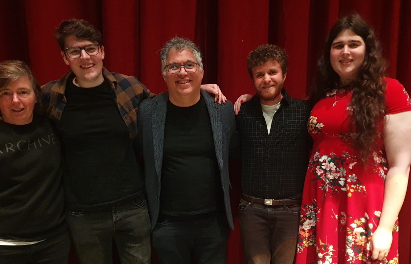 L-R Sarah Clancy (poet), James Corr (actor), Dr David Clare, William Keohane (poet), Dr Lauren McNamara