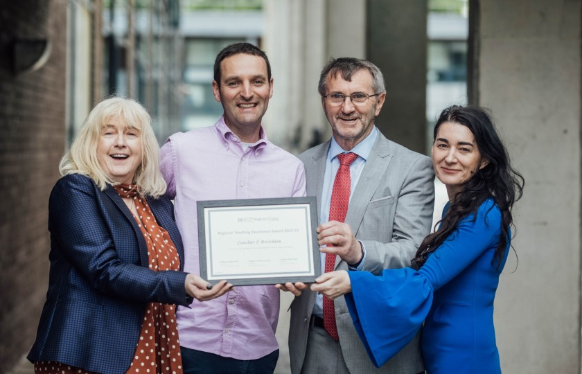 Congratulating Dr Ó Brolcháin on his award