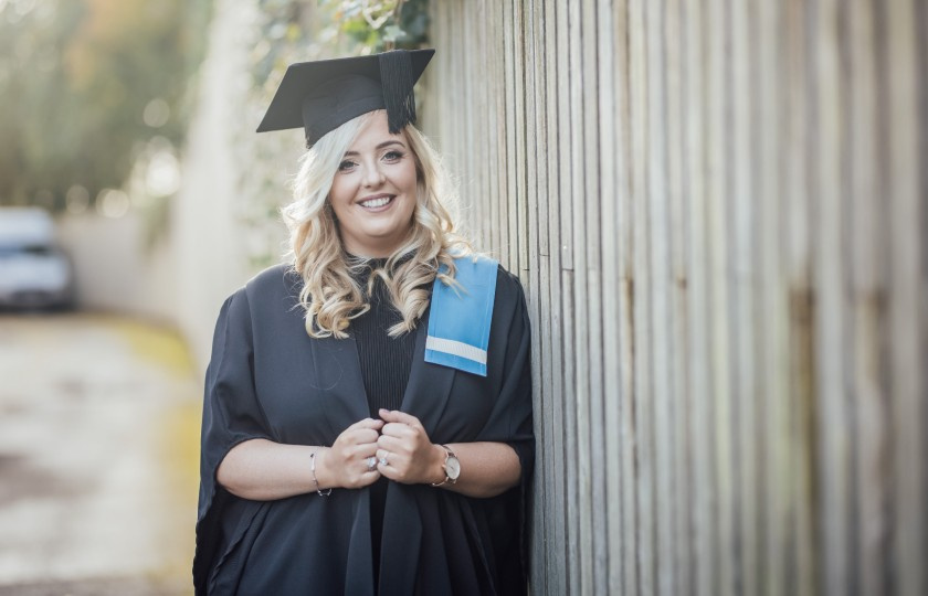 Shannon Lewis pictured wearing her robe and cap