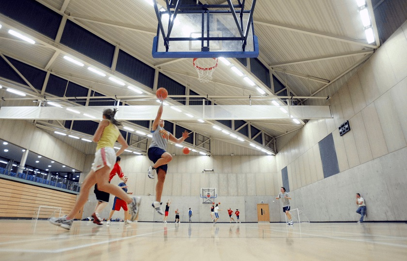 Students playing in a basketball court on MIC's Limerick campus