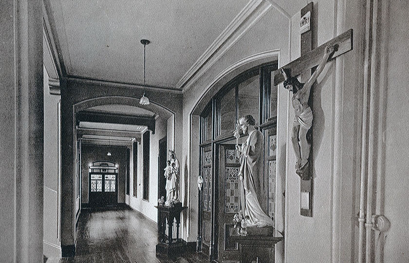 Dormitory hallway, early 20th century