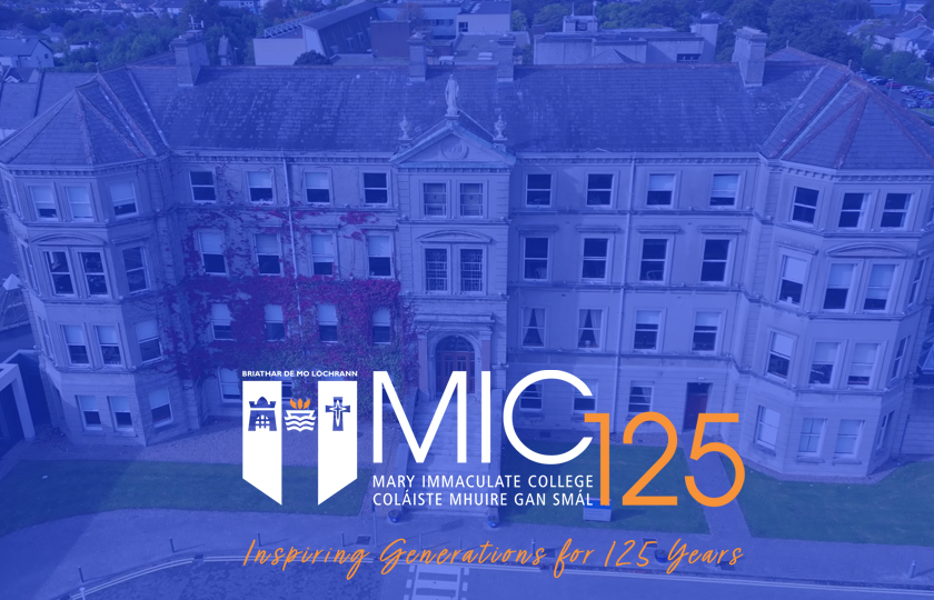 MIC Foundation building with blue overlay and the MIC125 logo