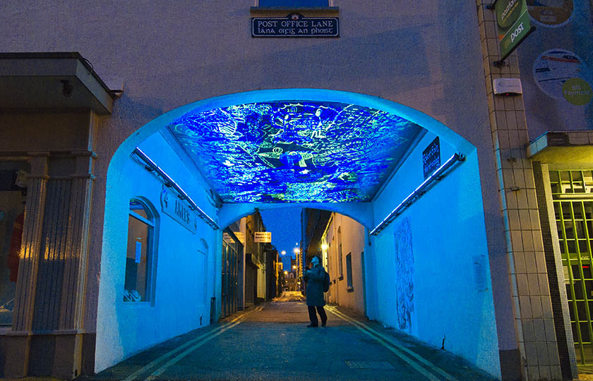 'Particles of Waves' - an illuminating artwork on display in Augustinian Lane as part of National City of Culture.