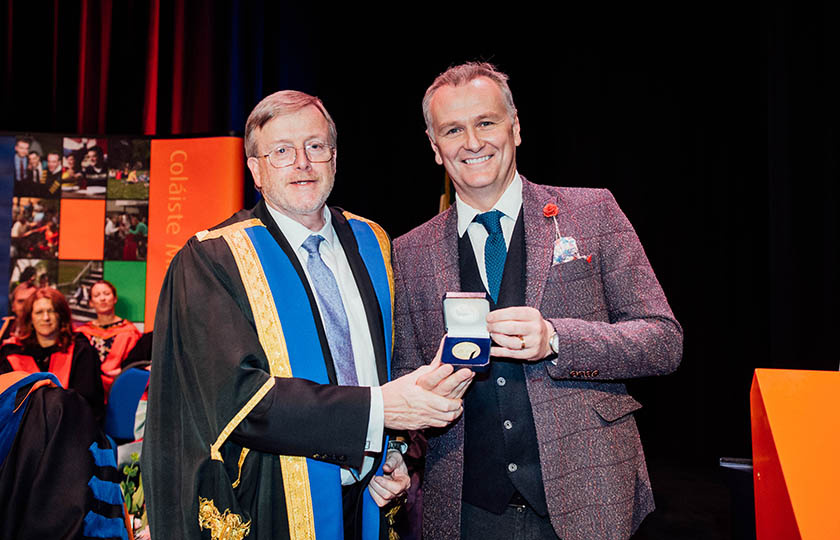 Professor Eugene Wall, President MIC with Dáithí Ó Sé, Alumni awardee