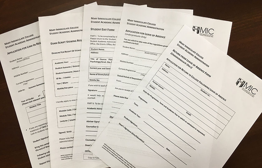 selection of MIC forms