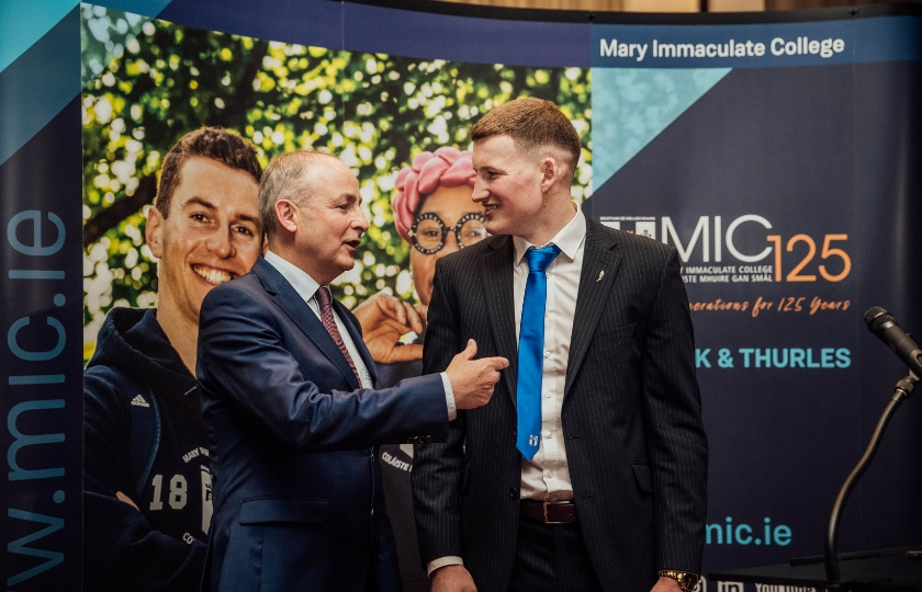 Tánaiste Micheál Martin speaking to Captain Colin O'Brien