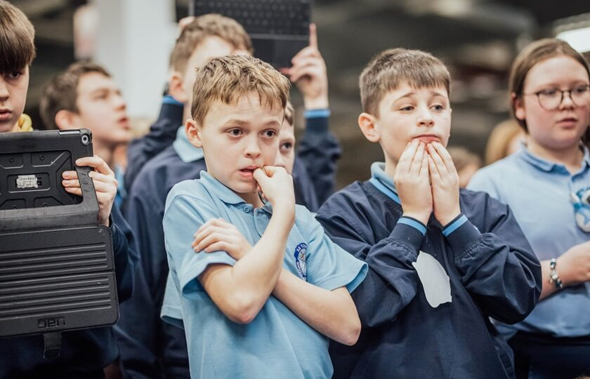 Primary school students taking part in the regional final of the Dell Technologies VEX IQ Robotics Competition