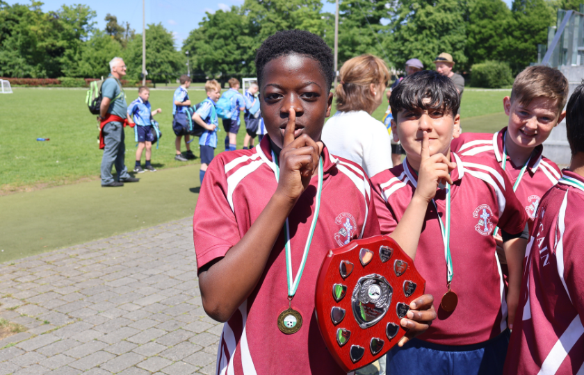 Children celebrating winning a match