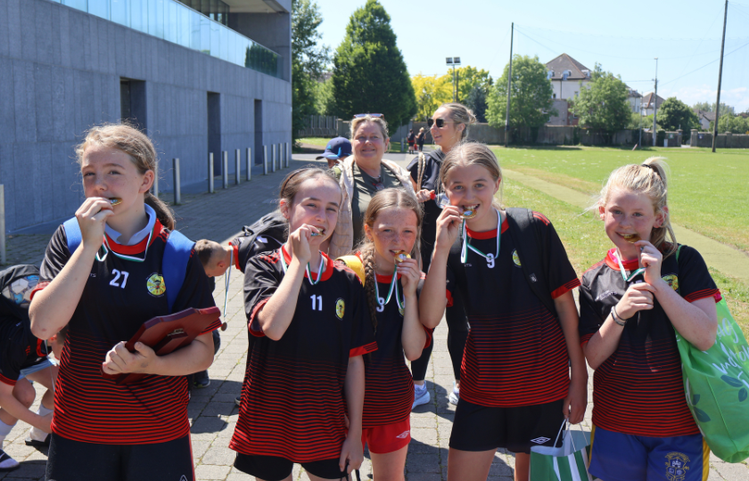 Children celebrating winning a match