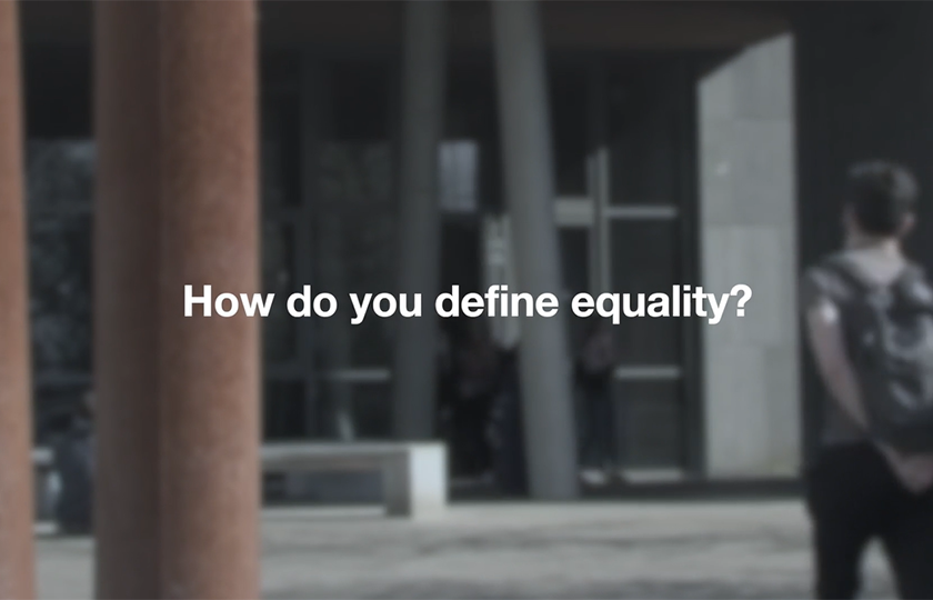Vox Pop video thumbnail with the text, How do you define Equality?