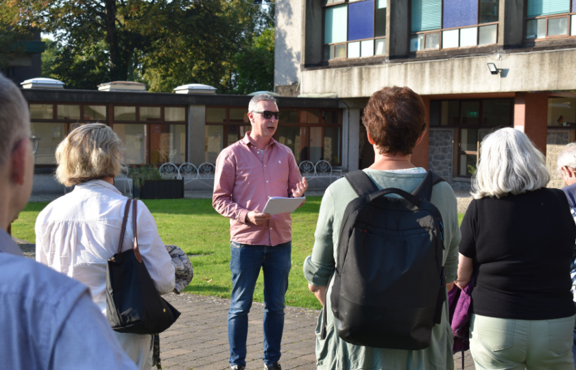 Man giving a guided walking tour