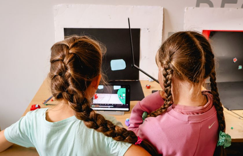Two kids doing a Stop Animation summer school