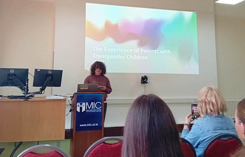 Psychology student presenting their research at MIC Limerick