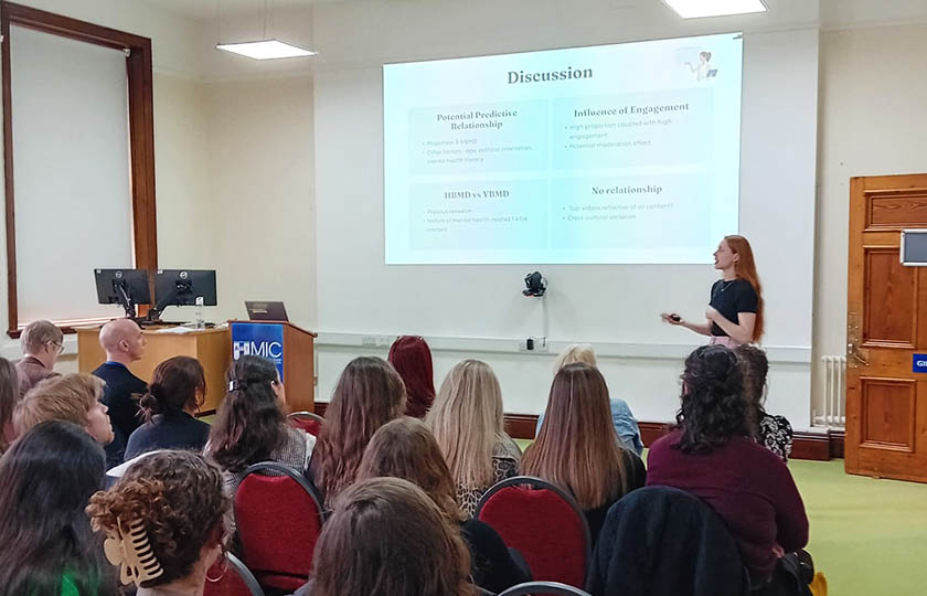 Psychology student presenting their research at MIC Limerick