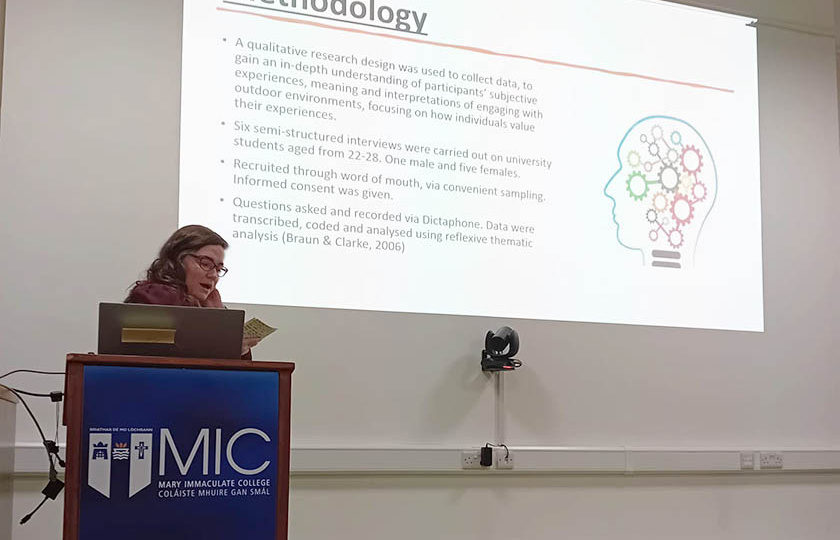 Psychology student presenting their research at MIC Limerick