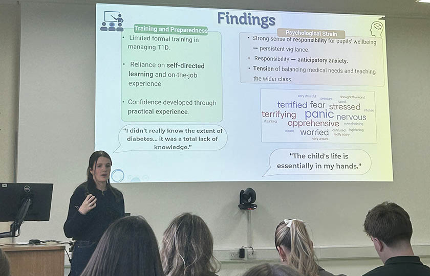 Psychology student presenting their research at MIC Limerick