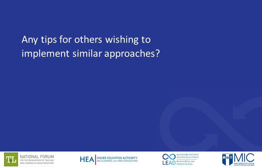Thumbnail with text 'Any tips for others wishing to implement similar approaches'